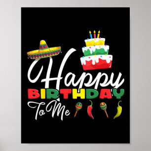 Póster Jueves Mexicano Sombrero Pastel de Cuta Feliz Cump