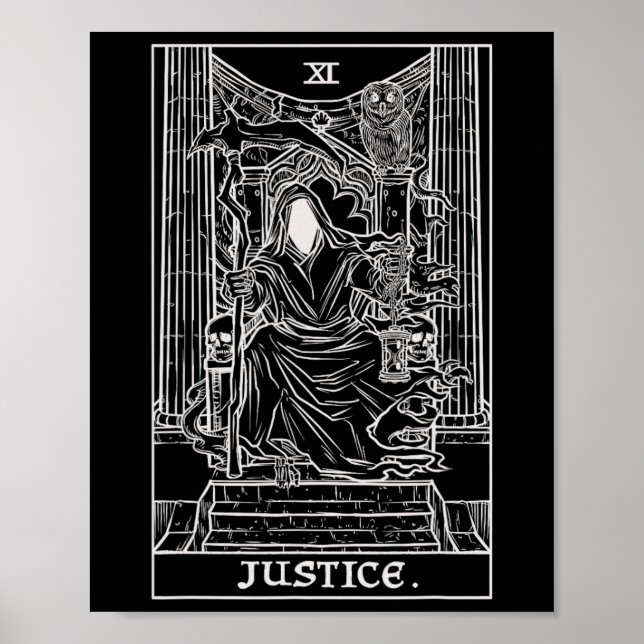 Póster Juez Tarot Card Grim Reaper Halloween Gótico Horr (Frente)