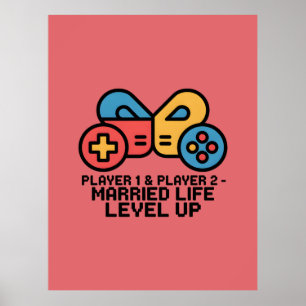 Póster Jugador 1 y 2 Gamer Casado