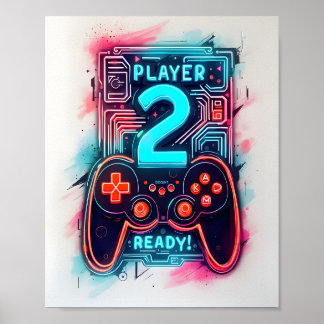 Póster Jugador 2 Neon Gamer Art