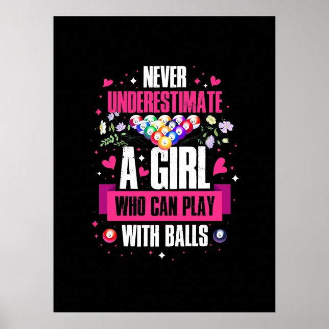 Póster Jugador Billiards Este Chica Puede Jugar Billiards (Frente)