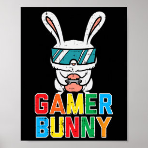 Póster Jugador Bunny Cute Easter Videojuego Niños de jueg