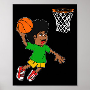 Póster Jugador Bysketbyll Niño Mes de Historia Negra Blm 