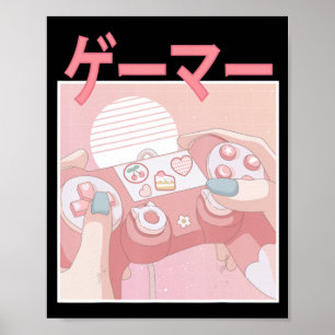 Póster Jugador Chica Anime Kawaii Juego Cuto de Videojueg