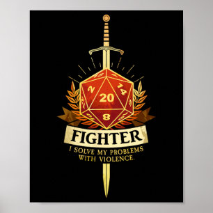 Póster Jugador Cl Luchador Rpg Trpg Fantasía Juegos - Neg