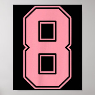 Póster Jugador con Jersey Número 8 Uniforme #8 Rosa