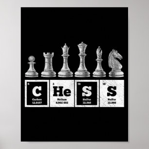 Póster jugador de ajedrez divertido geek sistema periódic