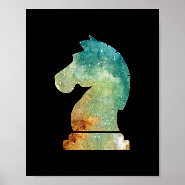 Póster Jugador de ajedrez Horse Knight Chess Lover Regalo (Frente)