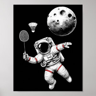 Póster Jugador de bádminton astronauta espacial lanzadera