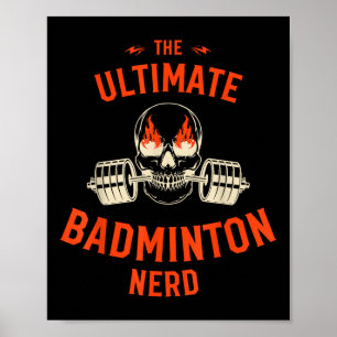 Póster Jugador de bádminton calavera llameante Mancuerna