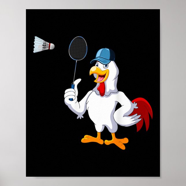 Póster Jugador de bádminton con disfraces de pollo (Frente)
