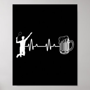 Póster Jugador de bádminton de latido del corazón de ECG