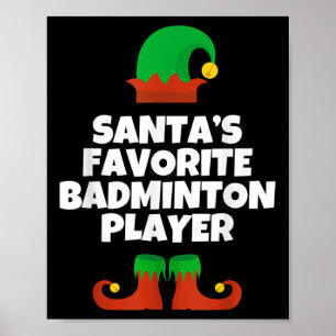 Póster Jugador De Bádminton Favorito De Santa Gorro De Na