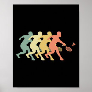 Póster Jugador de Badminton - Idea de Regalo Retro Badmin