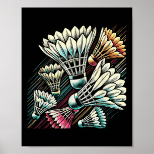 Póster Jugador de bádminton Lanzadera Diseño Vibrante