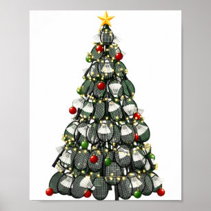 Póster Jugador de bádminton Luces de árbol de Navidad Xma