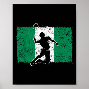 Póster Jugador de Badminton Nigeria Bandera nigeriana Nig