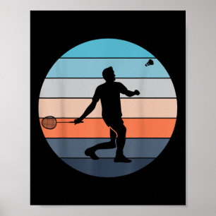 Póster Jugador de bádminton Raqueta Deporte Volante Retro