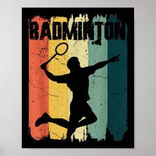 Póster Jugador de bádminton retro vintage deportes de bád