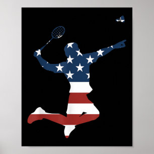 Póster Jugador de bádminton Ropa Bandera Americana Bádmin