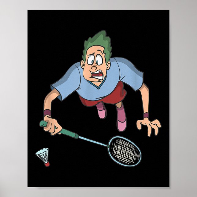 Póster Jugador de bádminton saltando (Frente)