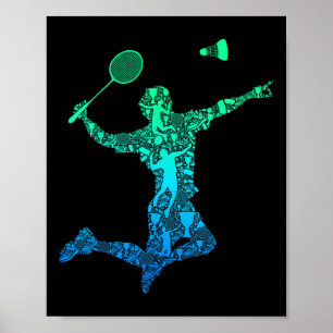 Póster Jugador de Badminton Shuttle Niños Jóvenes