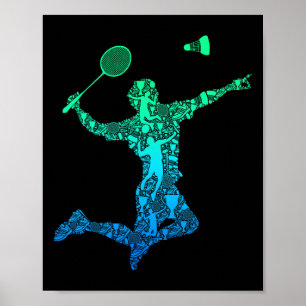 Póster Jugador de Badminton Shuttle Niños Jóvenes