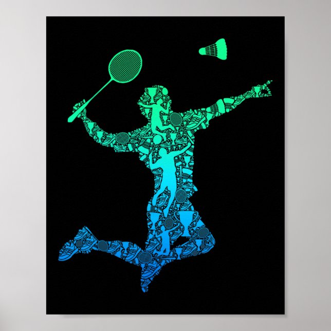 Póster Jugador de Badminton Shuttle Niños Jóvenes (Frente)