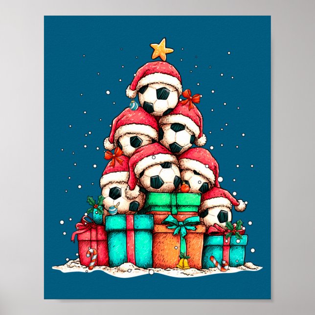 Póster Jugador de Balón de Fútbol Le Christmas Tree Xmas  (Frente)