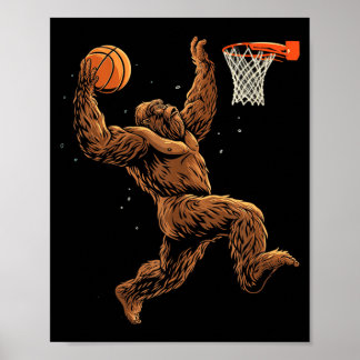 Póster Jugador de Baloncesto Bigfoot Sasquatch Divertido