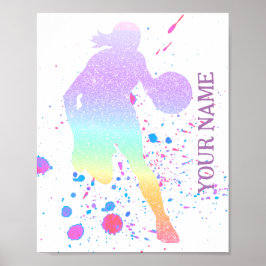 Póster Jugador de baloncesto Chica entrenador Gradiente T