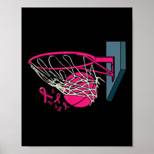 Póster Jugador de baloncesto Cinta rosa Premio al Cáncer 