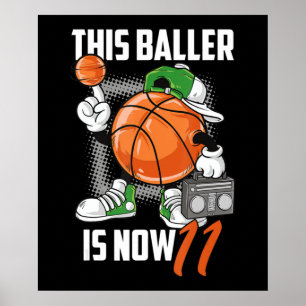 Póster Jugador de baloncesto con 11 años de antigüedad