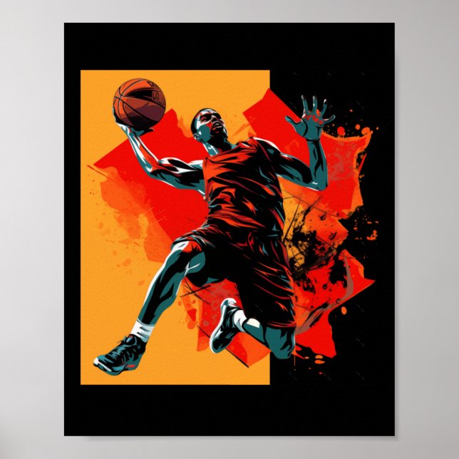 Póster Jugador de baloncesto con cesta de dunas (Frente)