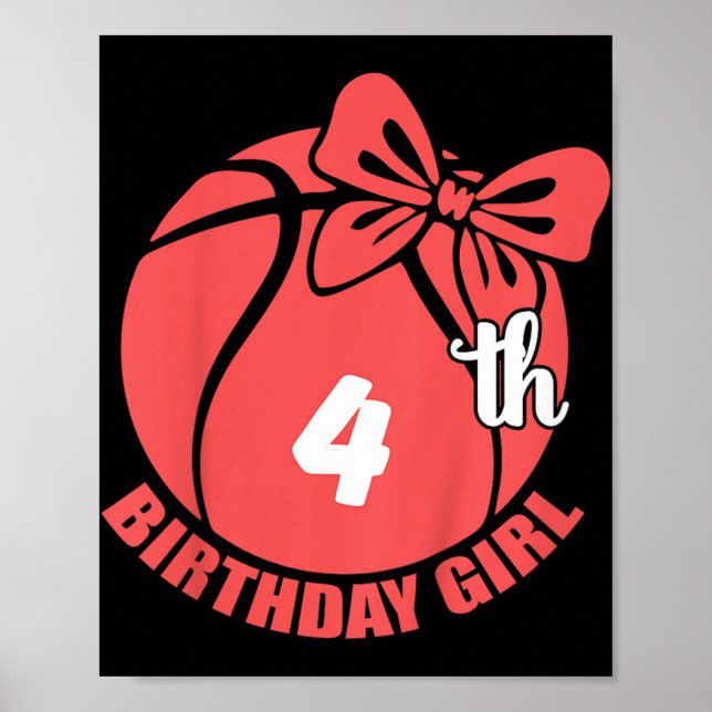 Póster Jugador de baloncesto cumpleaños 4 baloncesto (Frente)
