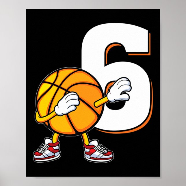 Póster Jugador de baloncesto de cumpleaños Dabbing de 6 a (Frente)