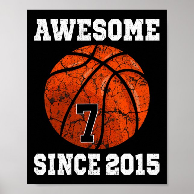 Póster Jugador de baloncesto de cumpleaños de 7 años de e (Frente)