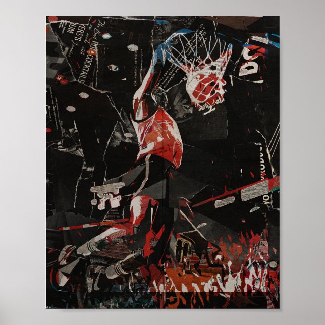 Póster Jugador de baloncesto de Epic Dunk Collage (Frente)