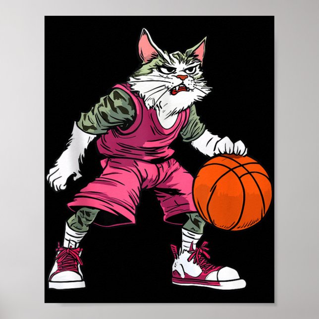 Póster Jugador de baloncesto de gato _ Canto de baloncest (Frente)