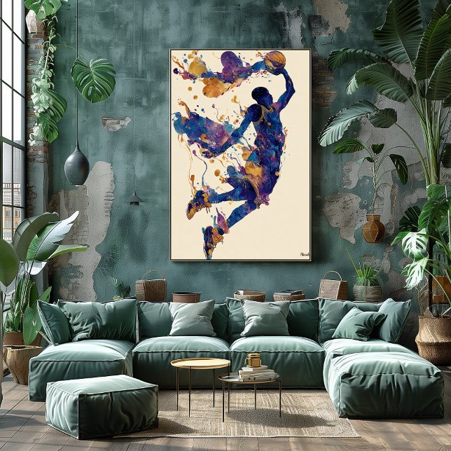 Póster Jugador de Baloncesto de Tinta Fluida Abstracta –  (Subido por el creador)