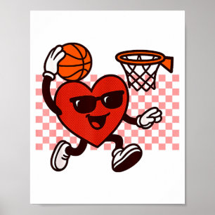 Póster Jugador de Baloncesto Divertido Gráfico de Corazón