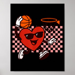 Póster Jugador de Baloncesto Divertido Gráfico de Corazón