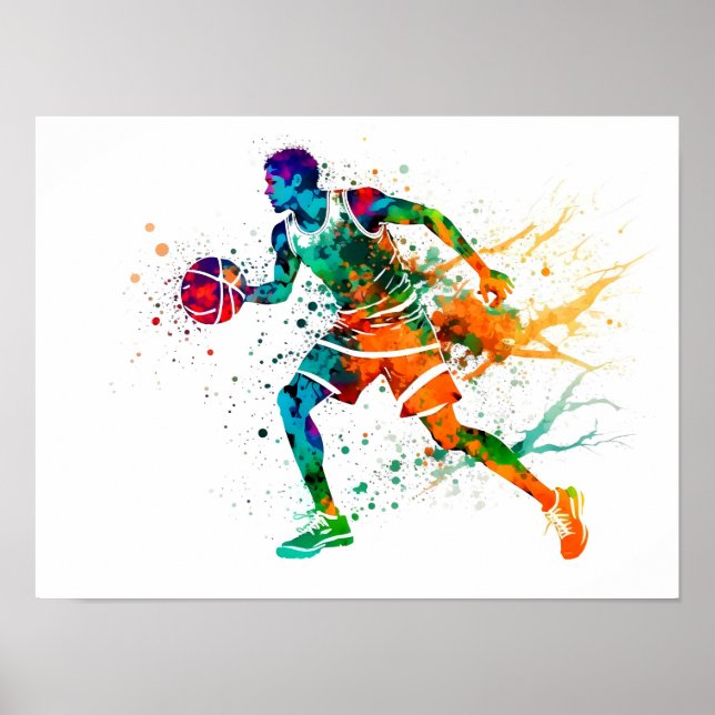 Póster Jugador de baloncesto en acción (Frente)