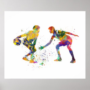 Póster Jugador de baloncesto en acuarela