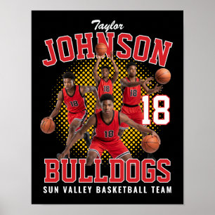 Póster Jugador de Baloncesto Foto Personalizada Retro Boo