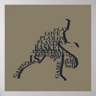 Póster Jugador de baloncesto regateando