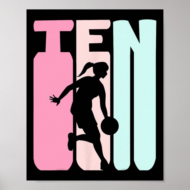 Póster Jugador de baloncesto Retro de 10 años (Frente)