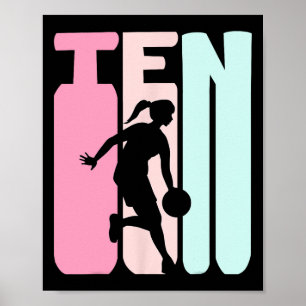 Póster Jugador de baloncesto Retro de 10 años