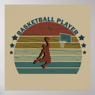 Póster Jugador de baloncesto retro haciendo una volcada