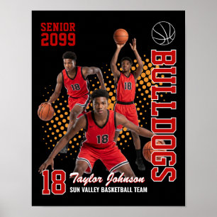 Póster Jugador de Baloncesto Senior Collage de Fotos Pers